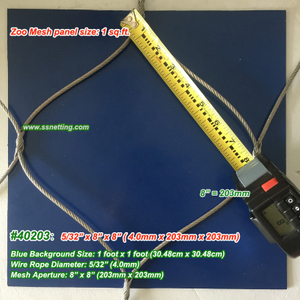 Malla de cable de acero inoxidable 5/32 ", 8 " x 8 ", (4.0mm, 203mm x 203mm)